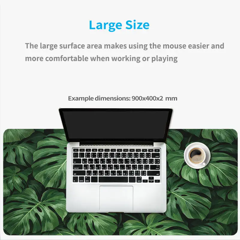 Фото Коврик для мыши Green Monstera Deliciosa, игровой коврик для мыши XL, компьютерный коврик XXL, коврик для клавиатуры, нескользящий коврик из натурального каучука, коврики для мыши для ноутбуков №5