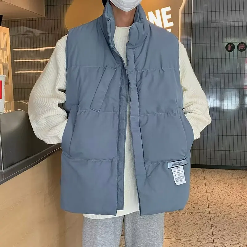 Harajuku Style Parkas Vest Simple Fashion Solid Color Cotton Coats Men Women Couples Winter Keep Warm Jacket Tops