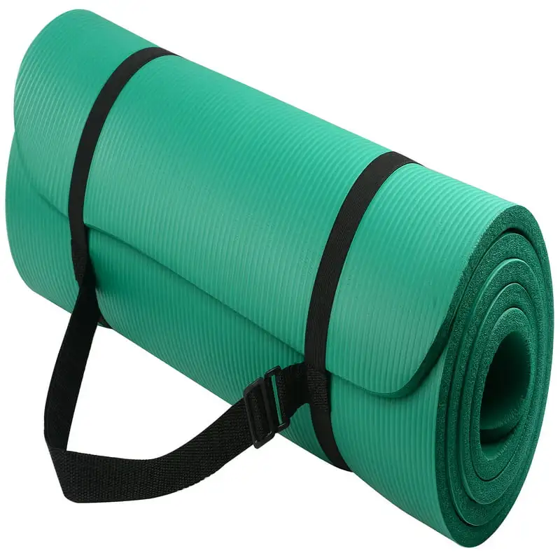 

1/2 In., High Density Foam Exercise Yoga Mat Anti-Tear with Carrying Strap, Green