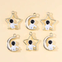 10pcs spray paint astronaut star moon alloy charm pendant for fashion jewelry making and diy necklace bracelet accessories craft