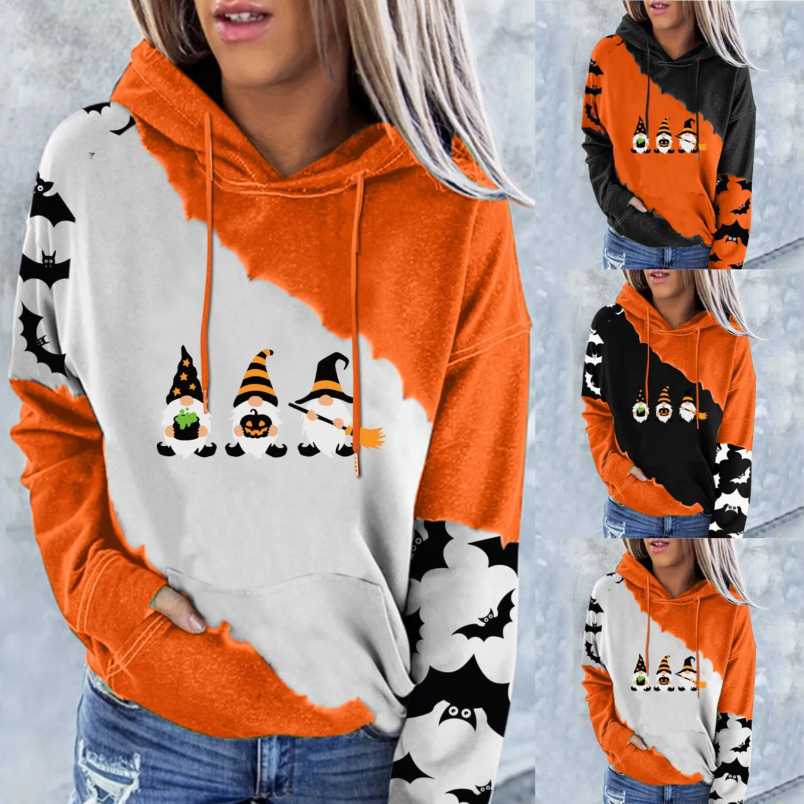 

Womens Sweater Zip Women's Halloween Hoodie Pullovers Fun Graphic Print Long Sleeve Sweatshirt Tops Sweater Hoodies for Women