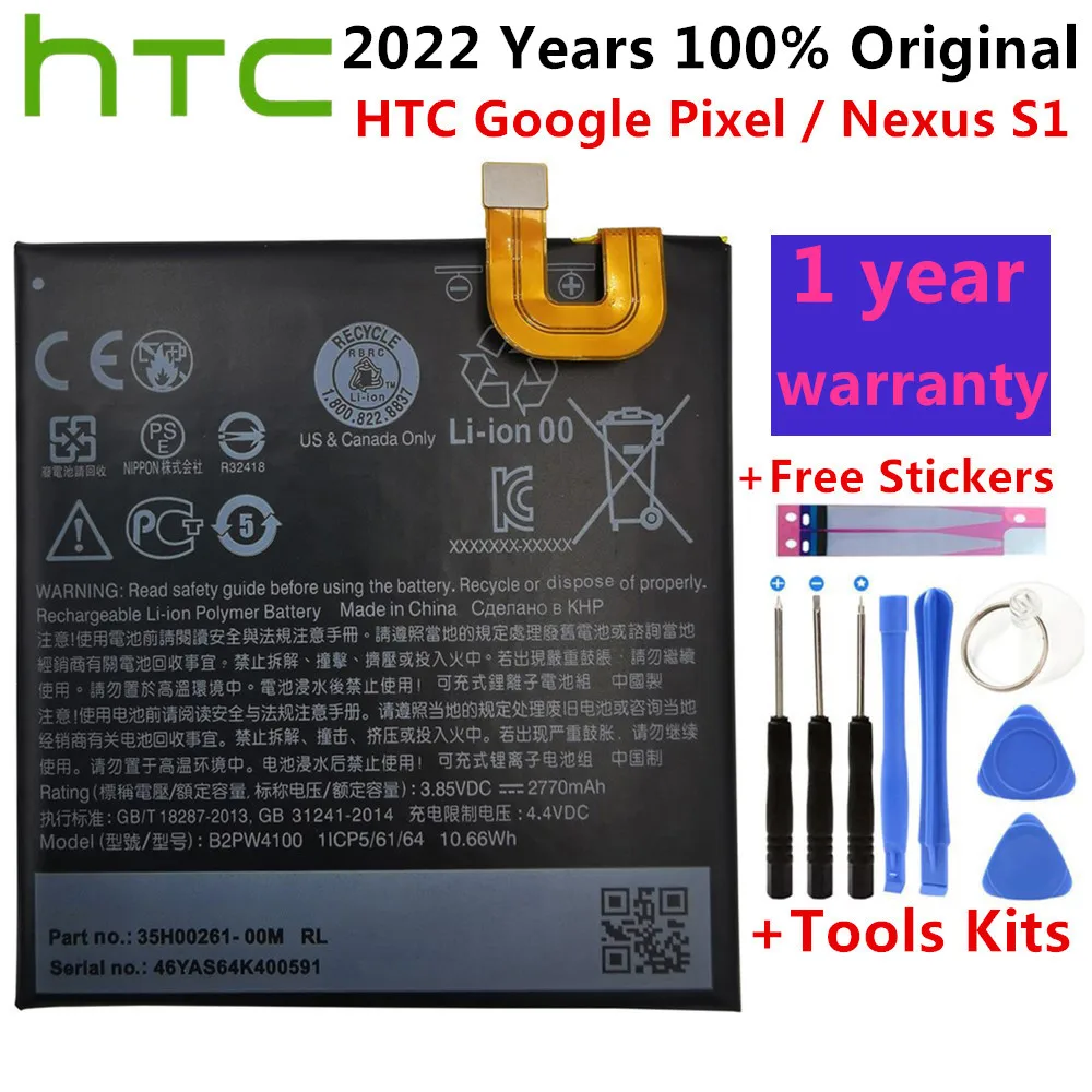 Original 2770mAh B2PW4100 Replacement Battery For HTC Google Pixel / Nexus S1 Li-ion Polymer Batteries Batteria+Free Tools