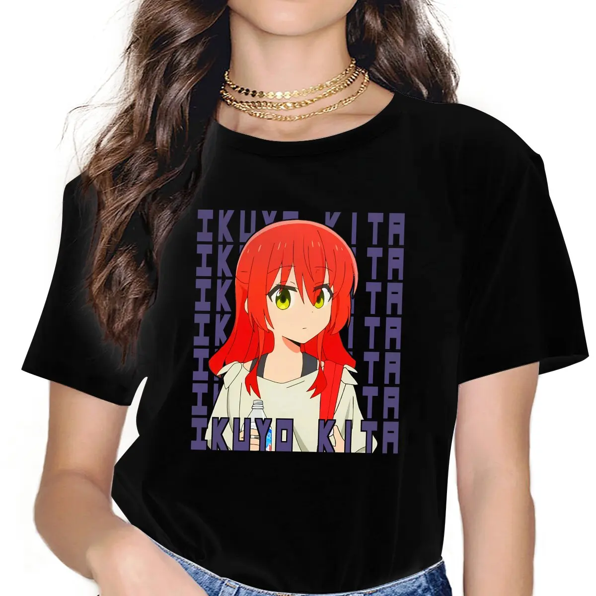 

Ikuyo Kita Essential Anime Bocchi The Rock Women T Shirt Fibre Fashion Crewneck Polyester TShirt