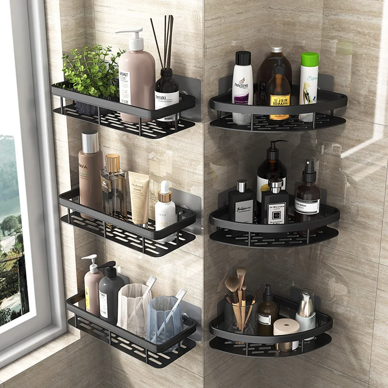 bathroom shelves no drill corner shelf organizer shower shampoo storage rack holder toilet kitchen bathroom accessories sets free global shipping
