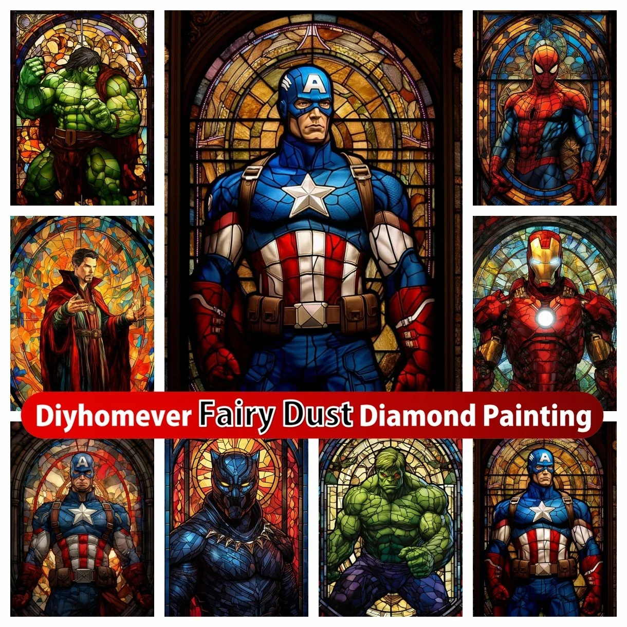 

Disney Marvel Superhero Fairy Dust Diamond Painting The Avengers Cross Stitch Spiderman Iron Man Captain America Art Home Decor