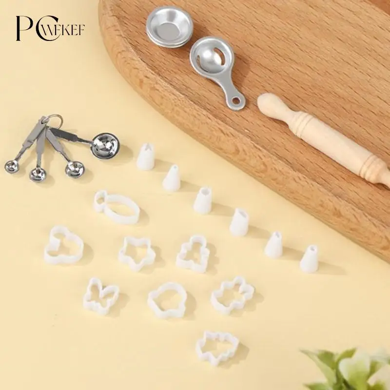 

1 комплект 1:12 миниатюрная форма для выпечки для кукольного домика, выпечка, кончик для выпечки, мерные инструменты, модель, кухонный декор, и...