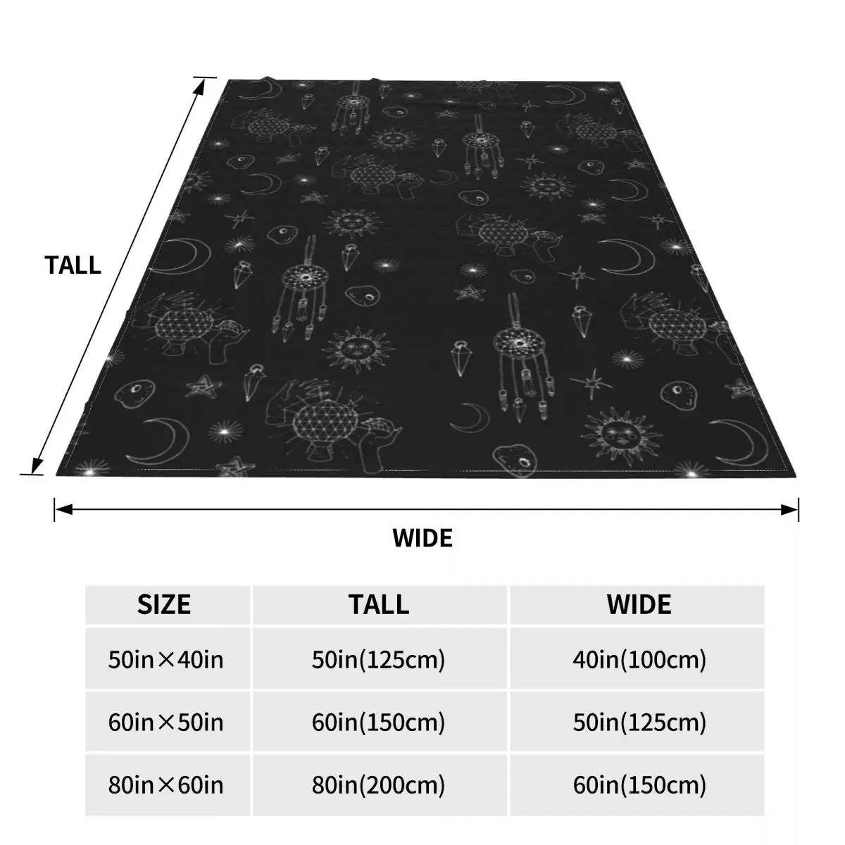 Ретро одеяло с принтом Луны готическое небесное пушистое Флисовое мягкое
