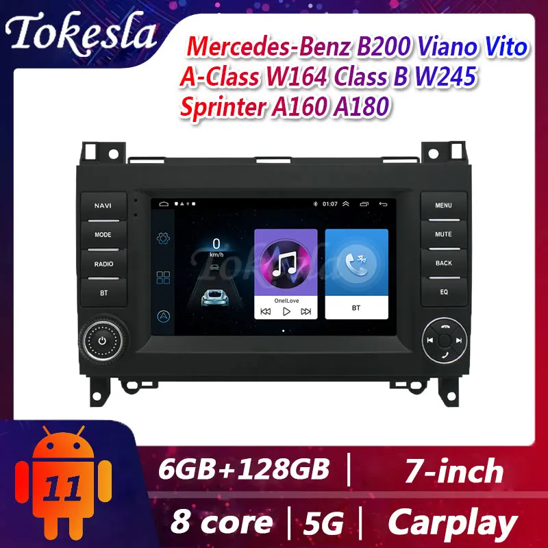 Car Radio 7'' Tesla Android For Benz B200 A B Class W169 W245  03-12 Receiver Navigation Systems For Car Touch Screen Car Radios