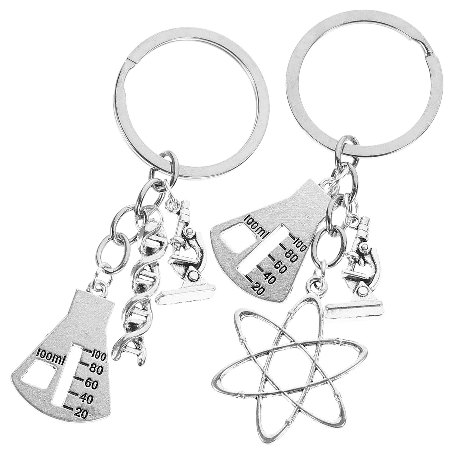 

2 Pcs Metal Decor Microscope Charms Keychain Student Gift Scientist Laboratory Science Gifts Decorate