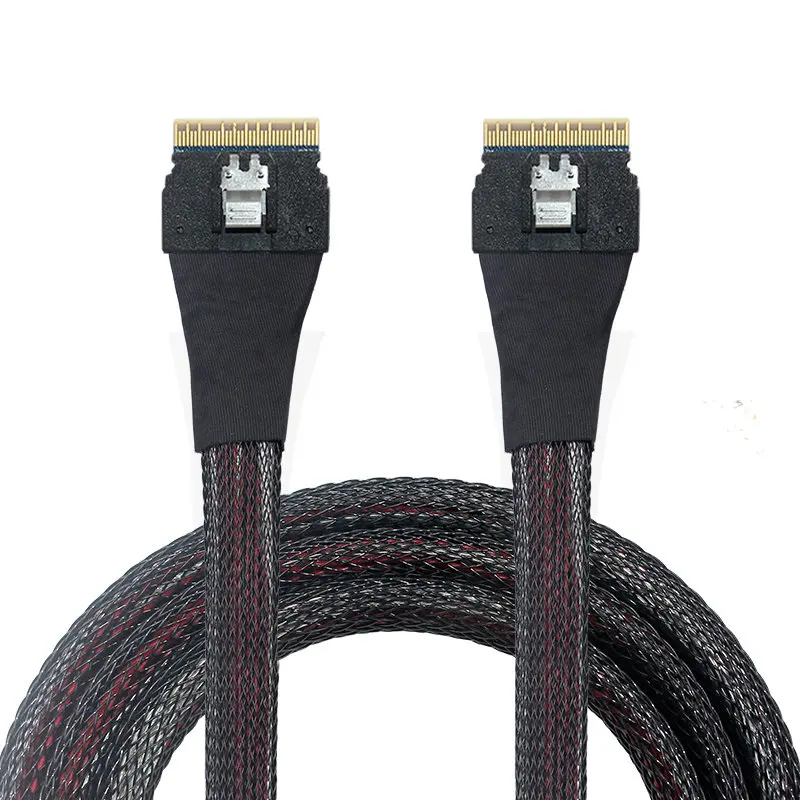 

CableDeconn PCI-E Ultraport Slimline SAS Slim 4.0 SFF-8654 8i to Dual SFF-8643 /4i 8611/8087 Mini SAS HD Cable PCI-Express 0.5m