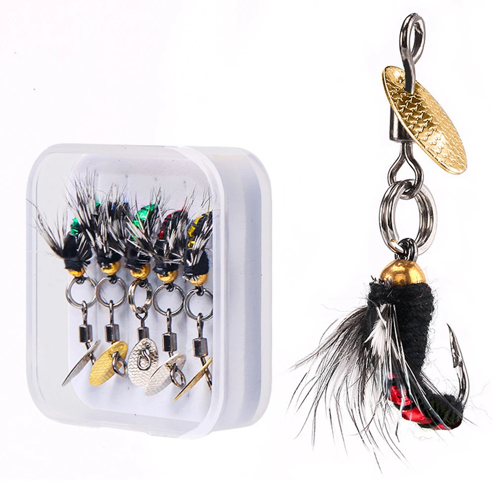 

5pcs Fly Hooks Flies Insect Lures Bait Fly Fishing Decoy Bait Sequins Fishhook Trout Nymph Fly Fishing Lure Natural Insect Bait