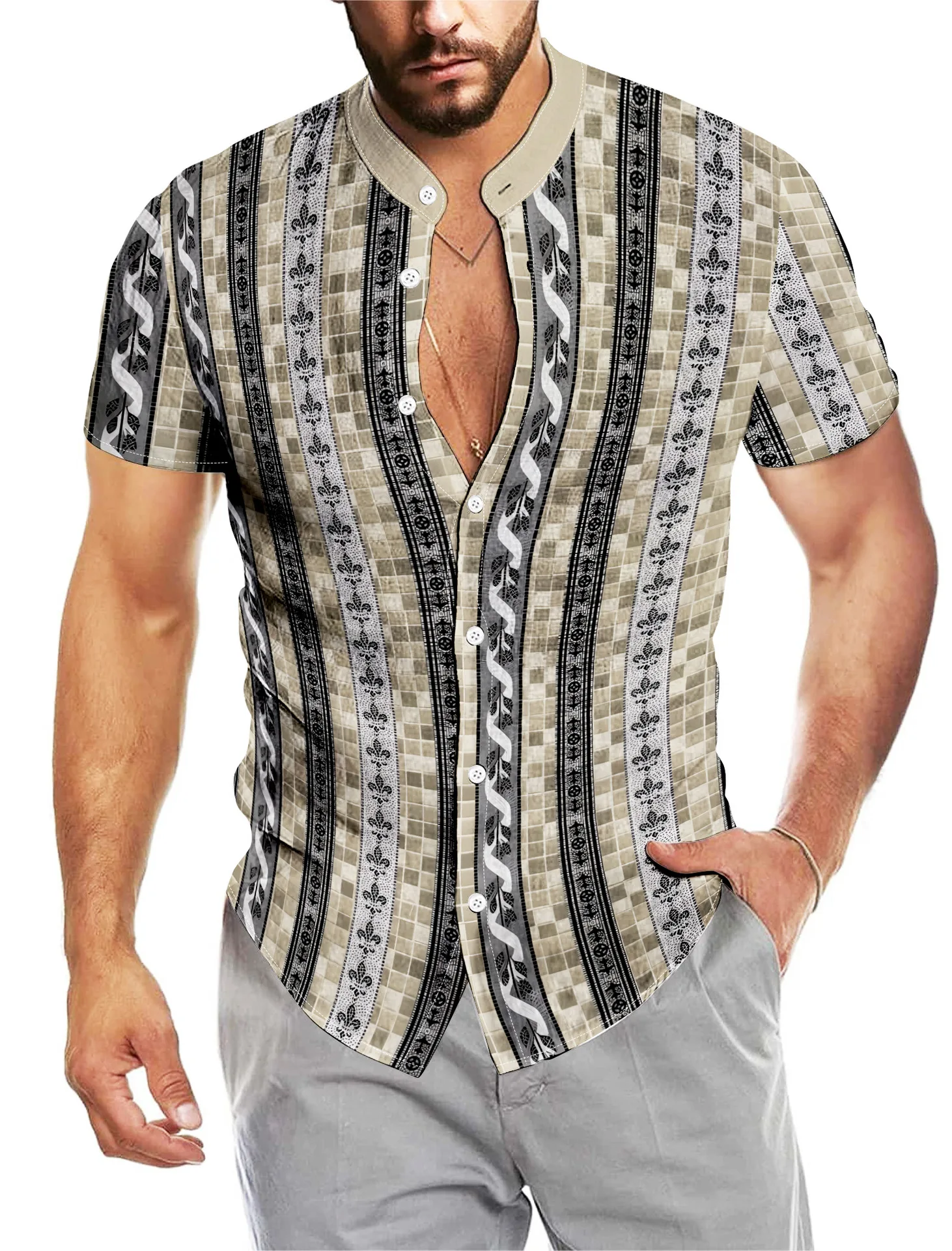 Уличная одежда в стиле Харадзюку 2024 Летняя Повседневная рубашка мужская с