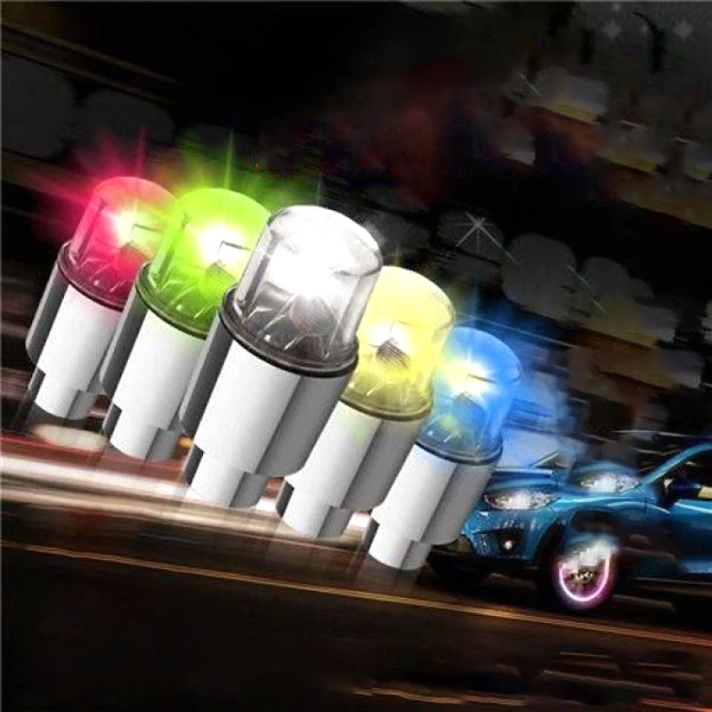 

2/4PCS Car Wheel LED Light Motocycle Bike Light Tire Valve Cap Decorative Lantern Tire Valve Cap Flash Spoke Strobe Neon Lamp