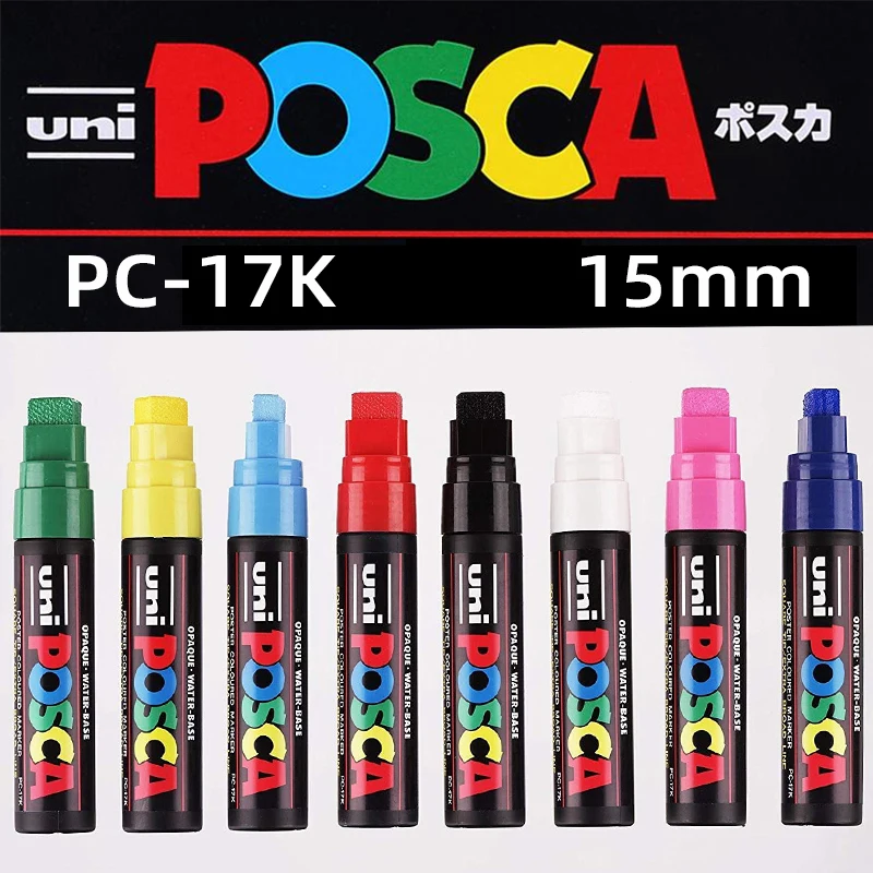 

Uni Posca Acrylic Markers PC-17K Paint Pens Plumones Marcadores 15MM Writing Line Waterborne Advertising Graffiti Art Supplies