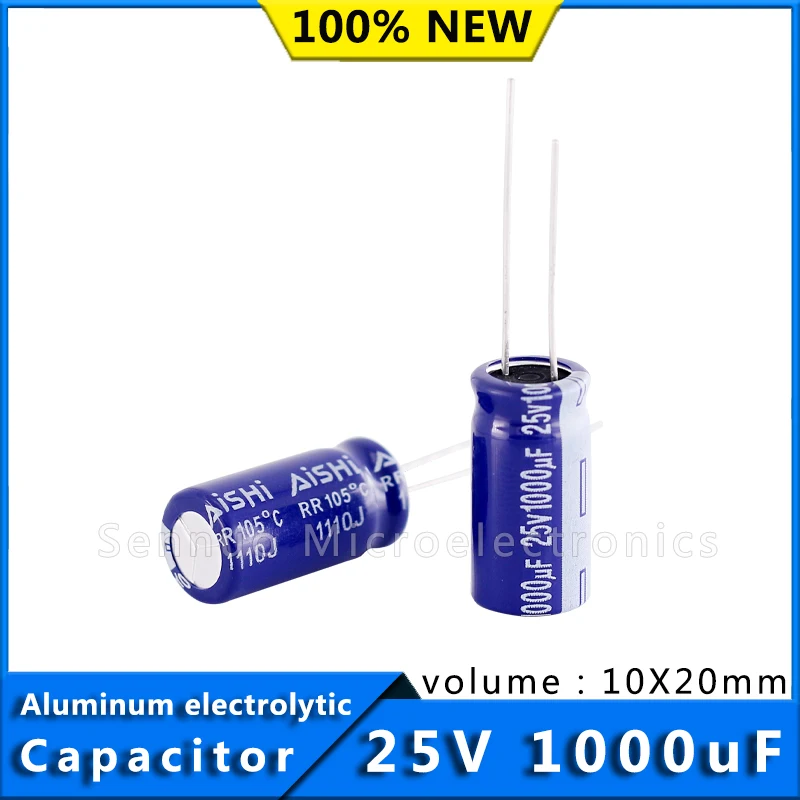 

5/шт 1000 мкФ 25v 105 градусов celcois 10X20 высокочастотный низкоомный алюминиевый электролитический конденсатор 25V 1000 мкФ 10*20mm