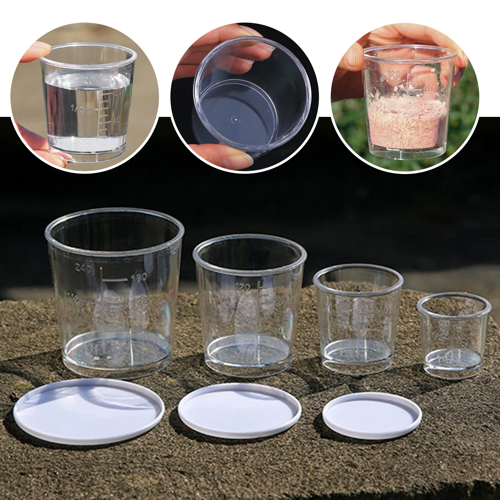 

Volumetric Cup Measuring Cup Bait Cup Set Camping Clear Scale Fishig Fishing Bait Outdoor 30ml/60ml/120ml/240ml