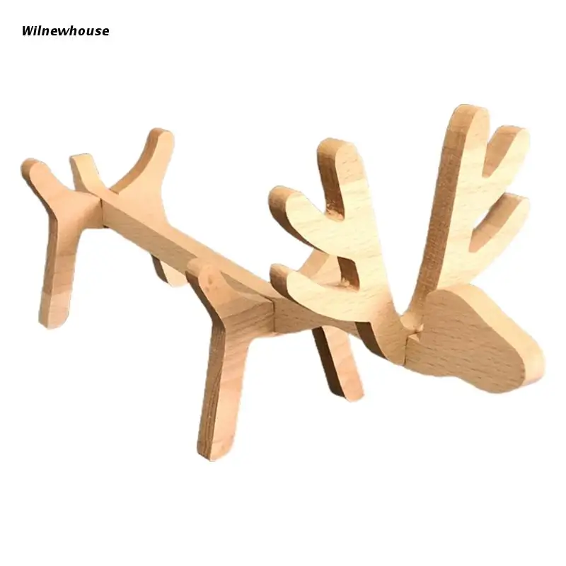 

F63A деревянный держатель для винных бутылок, Милый лось в форме винного шкафа, стеллаж, демонстрационный декор для хранения