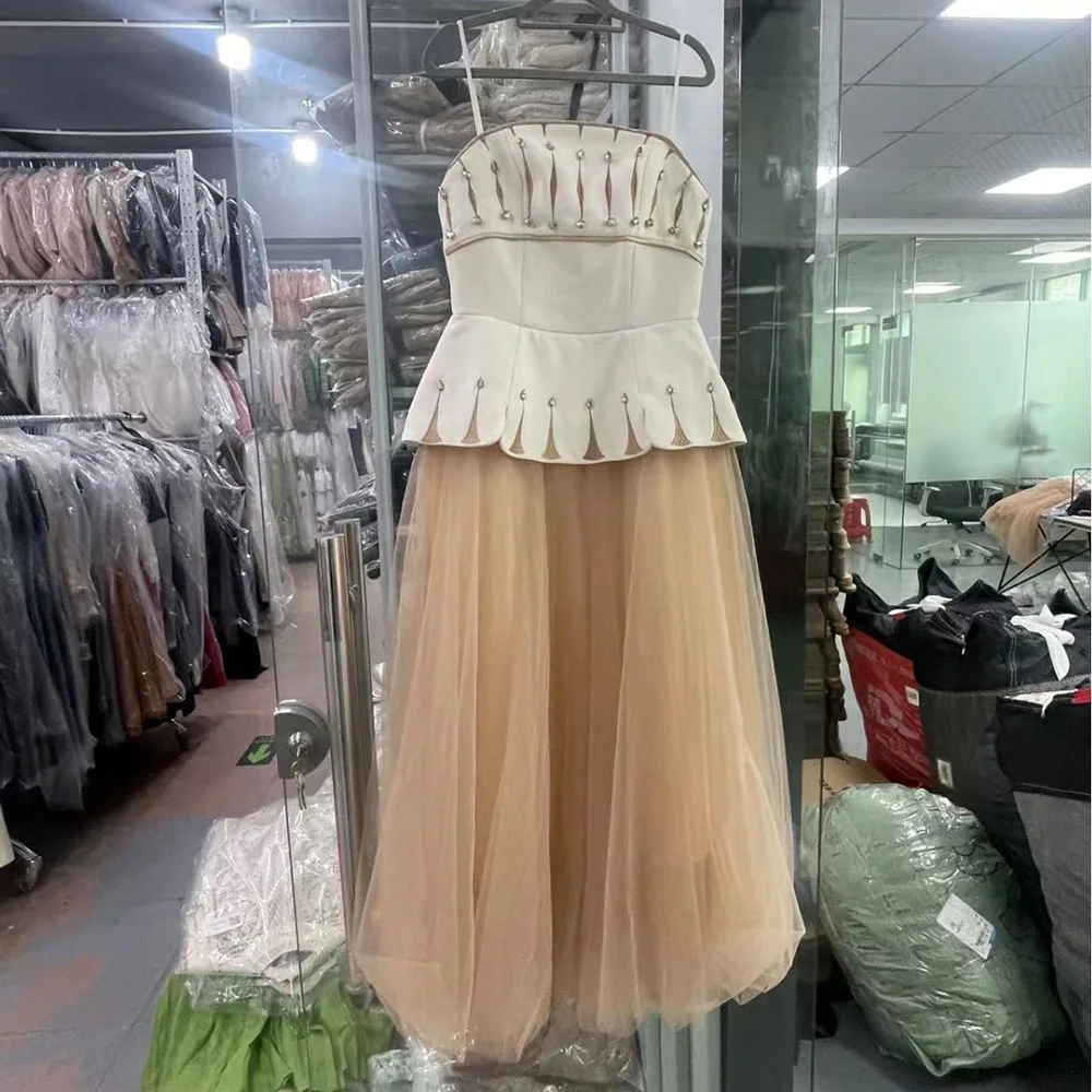 Женское длинное Сетчатое платье без бретелек с высокой талией