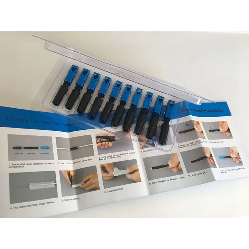 50pcs FTTH SC UPC Single Fiber Single Mode Fiber Optic Fast Connector Field Mount Quick Connector