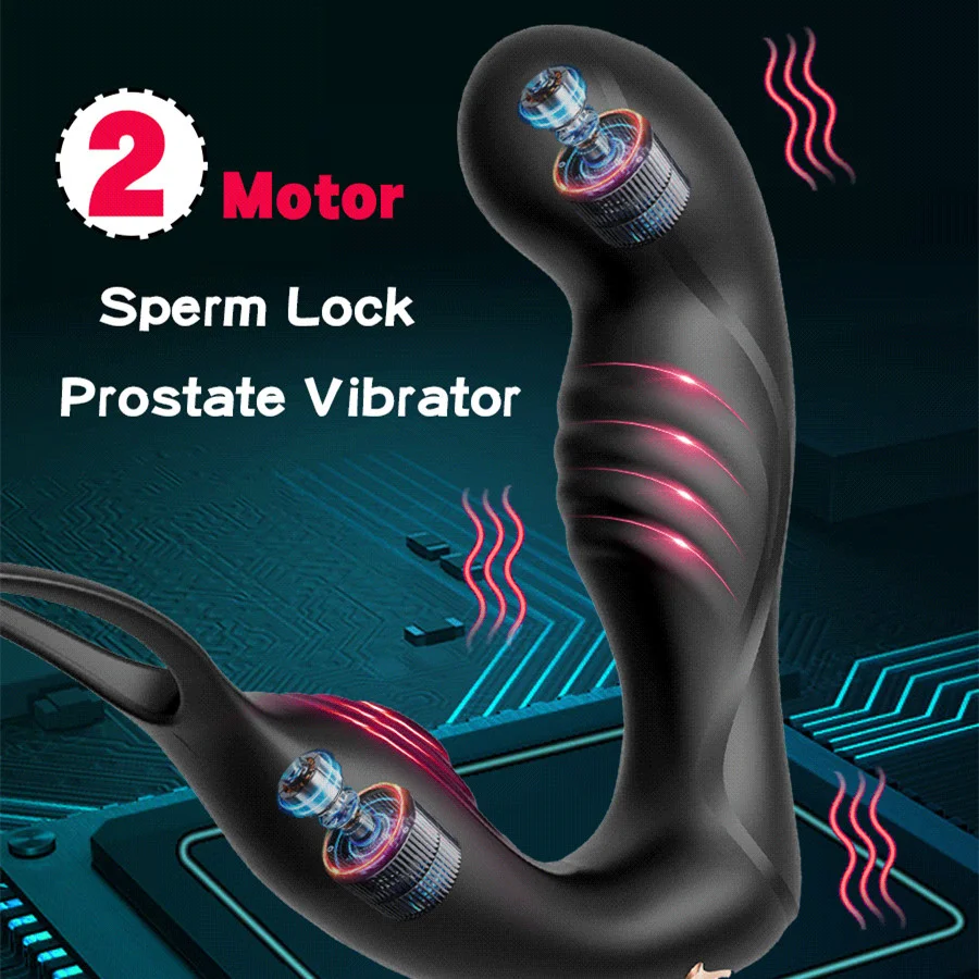 Мужской вибратор для массажа простаты двойное кольцо силиконовая анальная