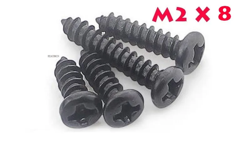 

2000PCS M2*8 M2X8 BK Carbon Steel Philips Cross Head Screw Self Tapping Round Head Screw Electronic Screws