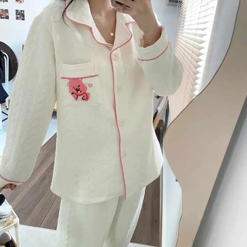 

Kawaii Loopy Anime Hobby Winter Air Layer Quilted Pajamas for Girls Thickened Warm Home Clothes Set Give Gifts To Girlfriend