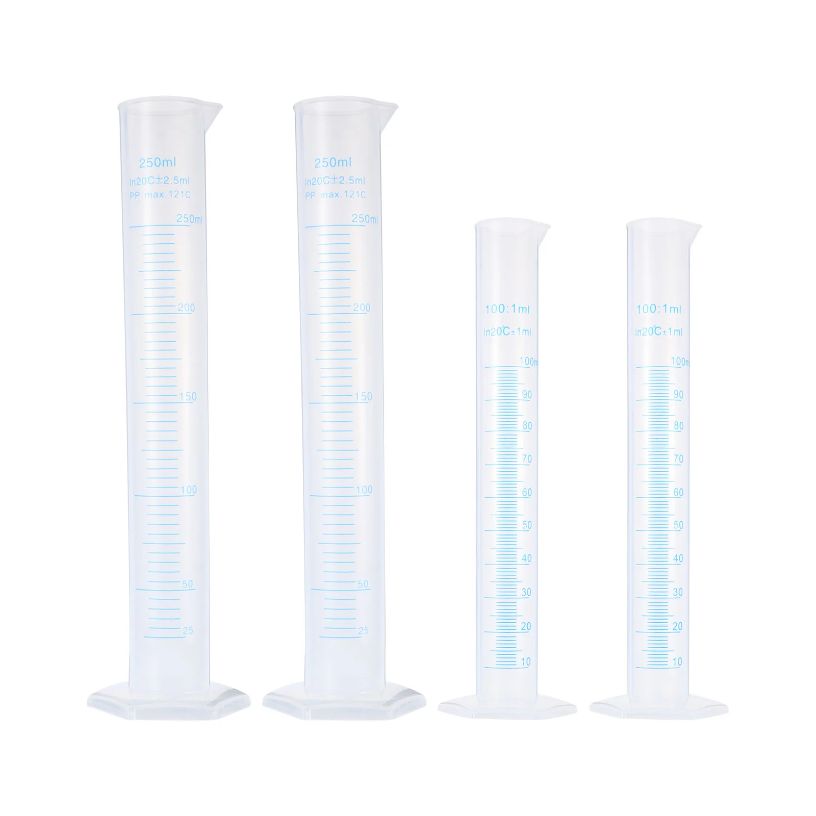 

4 Pcs Pp Plastic Measuring Cylinder Tube Test Labs Liquid Cups Tool Transparent School Flask