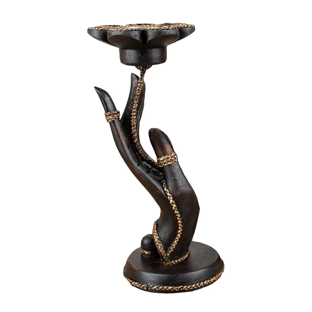 

Retro Wooden Lotus Candle Stand Decor Hand Candlestick without Candle