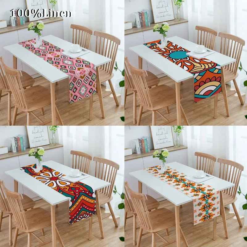 

Popular linen printed table runner flag kitchen tablecloth party table cover Christmas wedding home decor