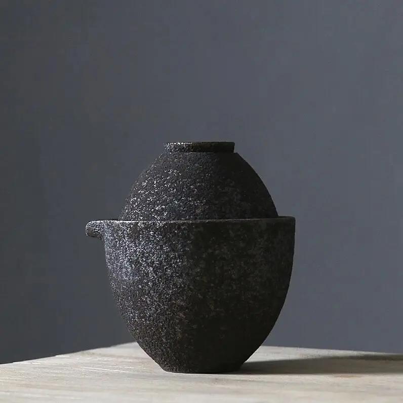 

rust-glazed ceramic teapot kettle teacup japanese tea set drinkware