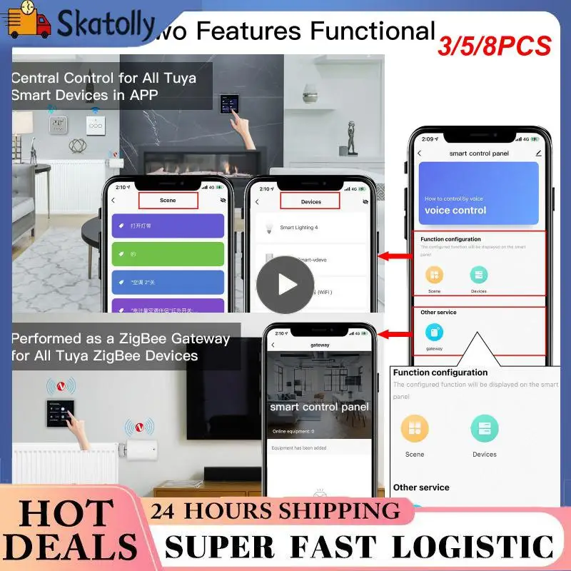 

3/5/8 шт. Многофункциональный центральный контроллер Diy сенсорный экран управления Tuya 4 дюйма Zigbee Wifi