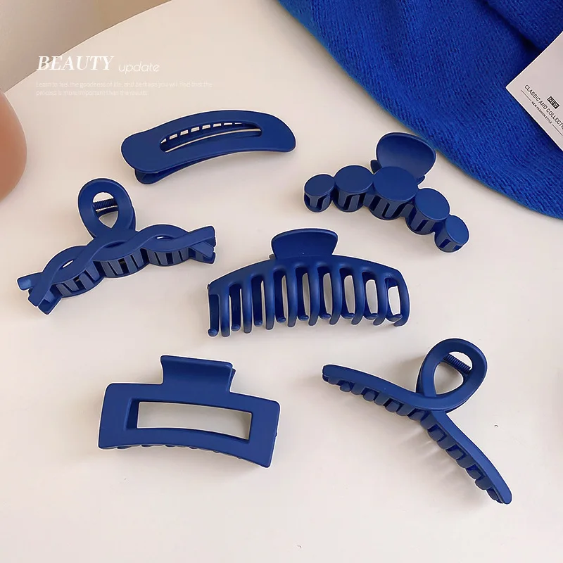 

Blue Hairpin Grabbing Clip Korean Ins Trend Simple Hair Grabbing Temperament High-end Hairpin Shark Clip Hair Accessories