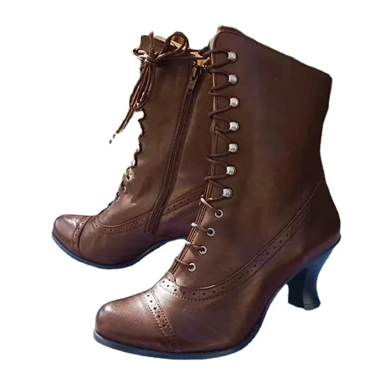 2022 large size women's shoes British style Martin boots thick heel short boots mid-tube motorcycle boots women's boots 43