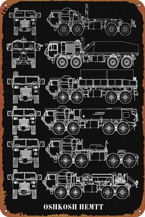 OSHKOSH HEMTT Спортивные постеры Tn Sgn Cfe br Home Wll rt Decorton Retro Metl 8x12 nch