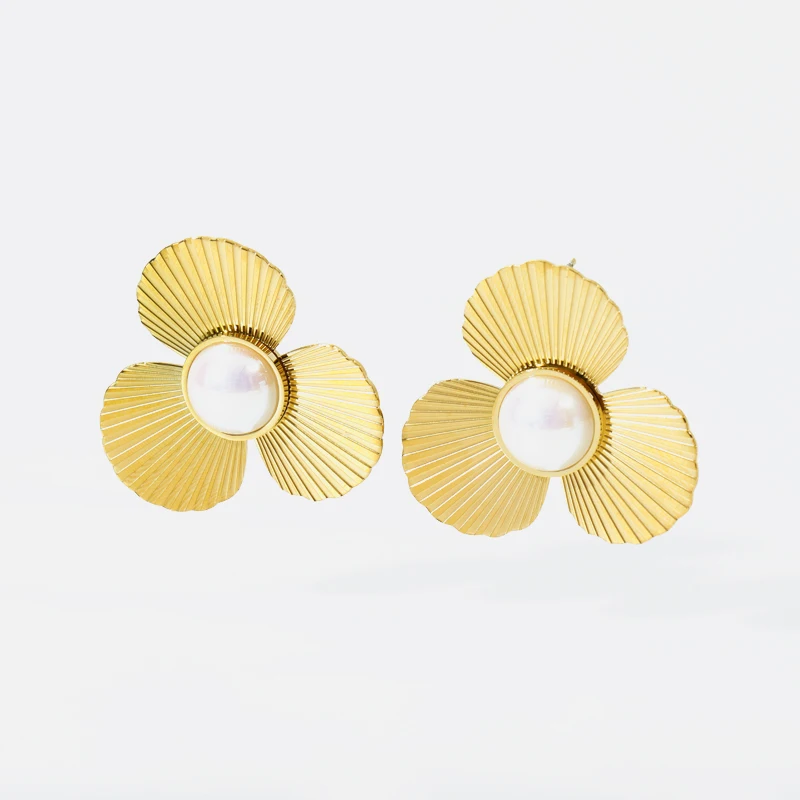 Серьги-гвоздики GANEMLY из нержавеющей стали 316L в форме сердца и жемчуга модные