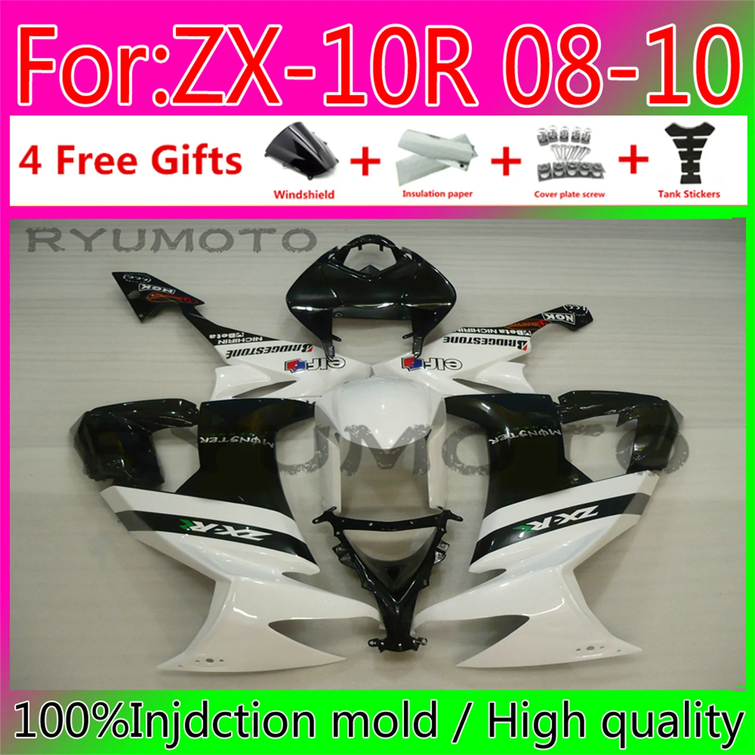 

New ABS Motorcycle Whole Fairings Kit For Kawasaki ZX10R 2008 2009 2010 Kawasaki ZX10R 08 09 10 Bodywork Fairing