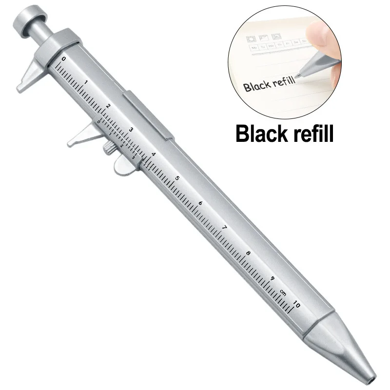 

Calipers Vernier Caliper Tool Ballpoint Pen Silver Vernier Caliper Multifunction Pen Creative School Gifts Marker Pen 0-100MM