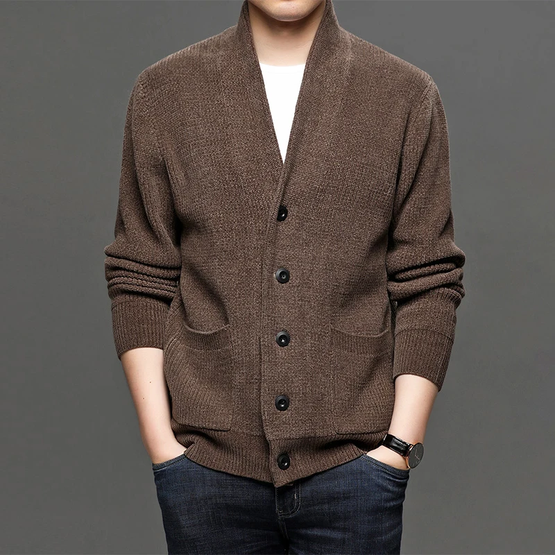 Top Grade New Autum Brand Fashion Knitted Men Cardigan Sweater Woolen Korean Casual Coats Winter Jacket Mens Clothing 2022 D135