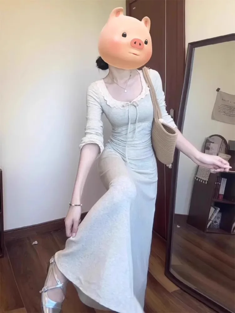 French sle Long sleeve dress Women Early Autumn New Small High-Grade Temperament Long dress Waist Hugging Slimming Sheath S... |