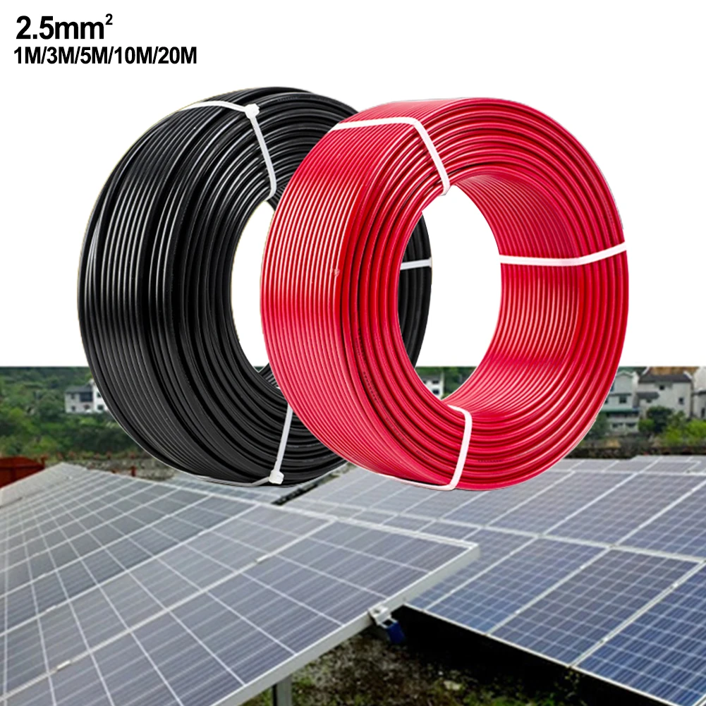 

1 Pair Black Red Solar Panel Extension Cable Wire PV Connector 14 AWG 5/10/20M PV1 - F Solar Photovoltaic Cable 2.5mm2 (14AWG)