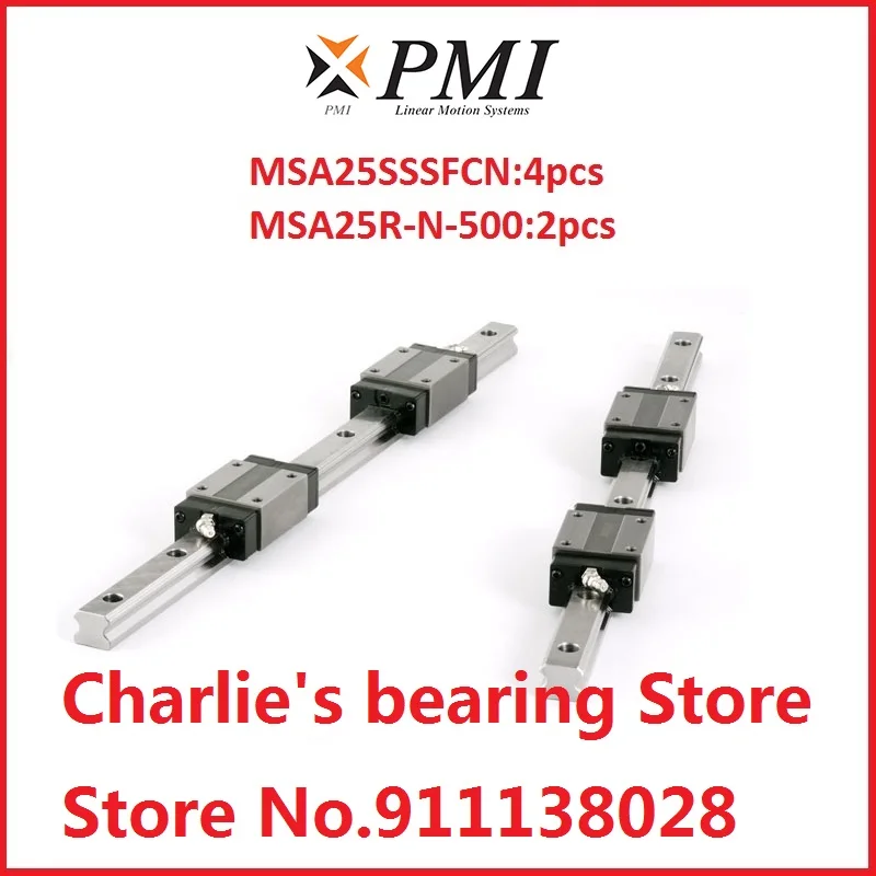 

original PMI brand linear guide 4pcs MSA25SSSFCN block match with 2pcs 500mm length rail