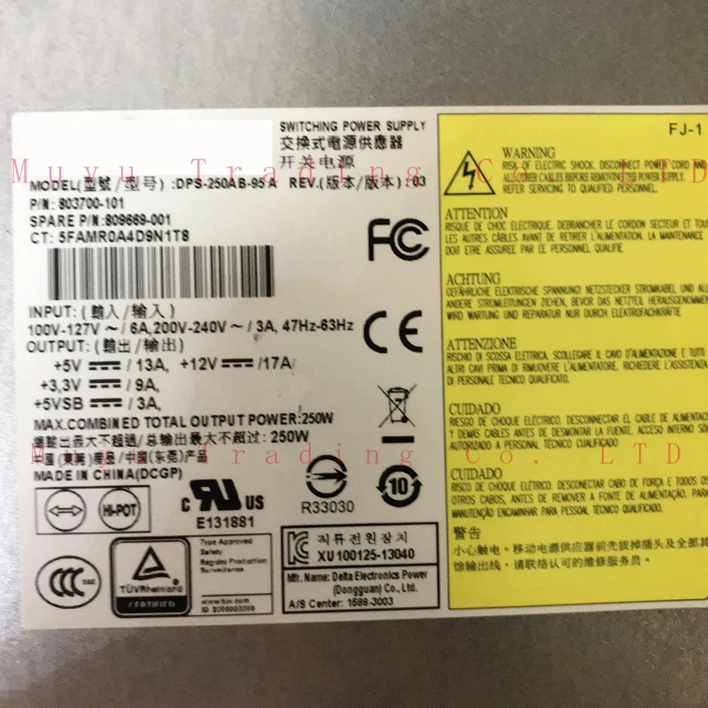 Почти новый оригинальный блок питания для HP DL320E Gen8 G8 V2 250 Вт DPS-250AB-95 A 803700-101 809669-001