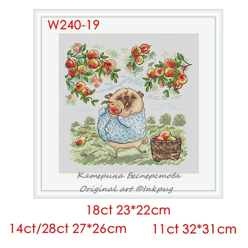 Набор для вышивки крестом Puppy Series Under Apple Tree 28ct 18ct 14ct 11ct ручной из ткани с