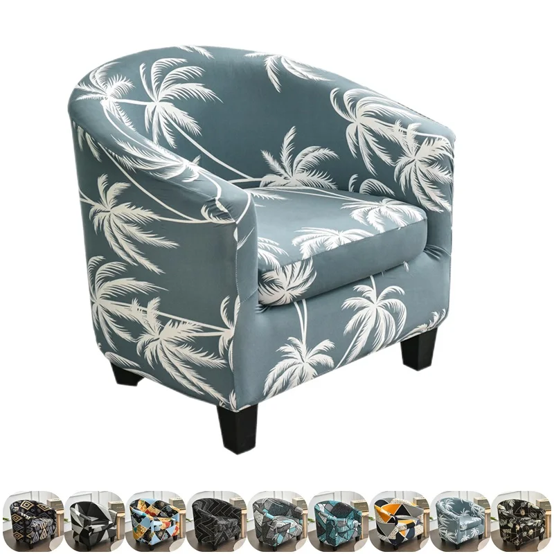 

Club Chair Cover Stretch Tub Chair Slipcover Printed Sofa Cover Spandex Couch Covers for Study Bar Counter Living Room