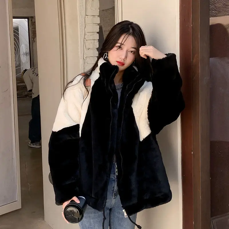 Mid-length Faux Fur Coat Women Faux Fur Jacket Super Hot Winter Coat Faux Rabbit Fur Loose Thermal Coat New