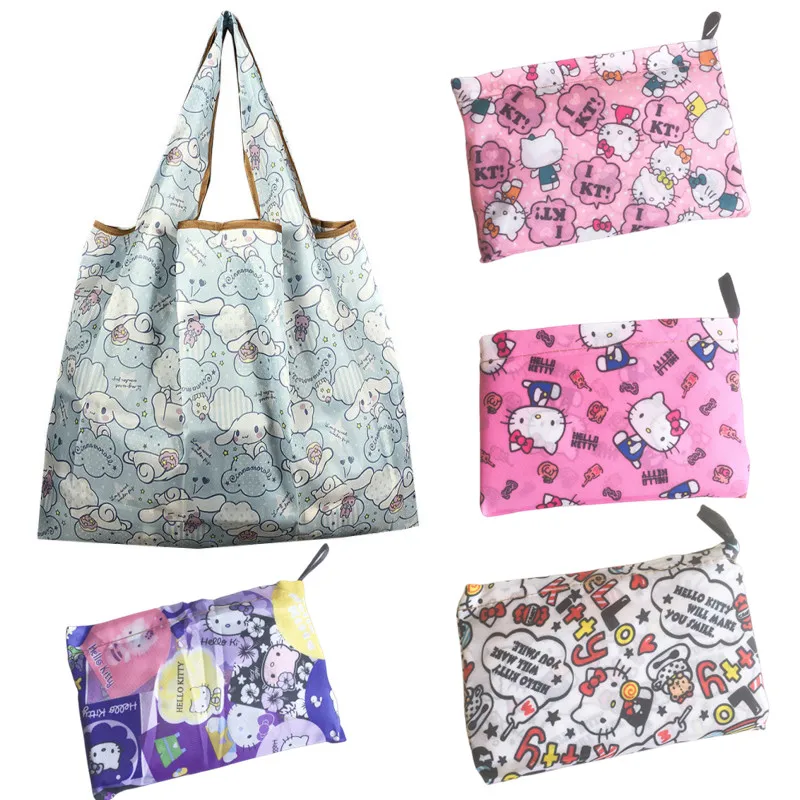 

Бесплатная доставка, складная сумка для покупок с аниме-фигуркой Hellokitty Melody щенка из мультфильма для девочек, милая Портативная сумка через ...