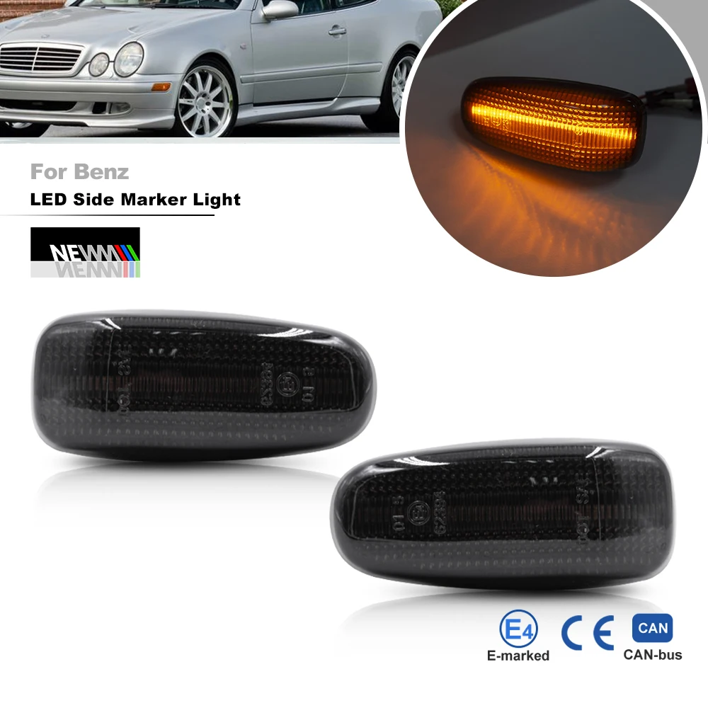 

Smoked Front Amber Led Side Marker Lights For Benz E C CLK SLK-Class W210 W124 W202 W208 R170 A124 C124 S210 W414