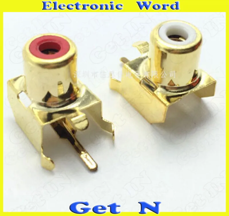 

50 шт. RCA 1x отверстия, 2-контактный разъем для аудио и видео, разъемы RCA, 2P разъема, белые, красные цвета