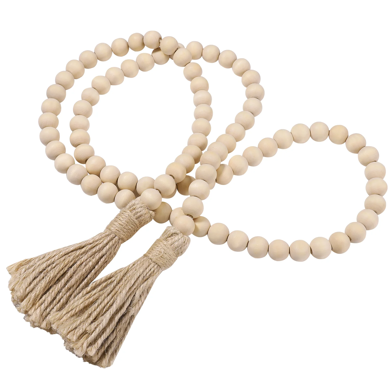 

Farmhouse Big 57in Bead Garland with Tassels Farmhouse Beads Rustic Decor Prayer Beads Wall Hanging Decor for Family and