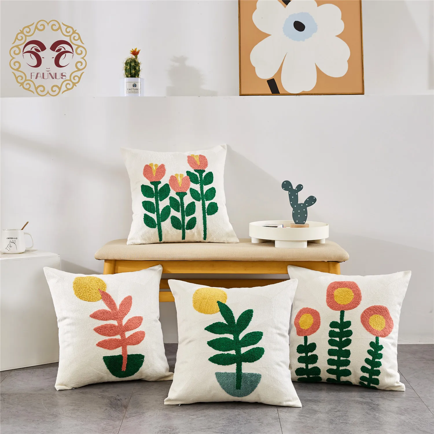 Новая скандинавская простая подушка с цветочным узором и девчачьим сердцем